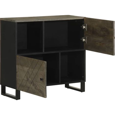 Buffet，Bahut，Meuble de Rangement noir 80x33x75 cm bois massif de manguier CFW89944 (1/5)