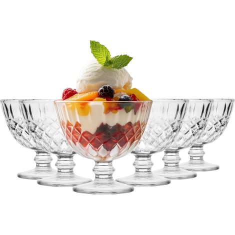 Lot De 6 Coupes À Glace En Verre À Pied 300 ml Pour Le Service Des Desserts Sorbets Crèmes Glacées Transparence Lavable Au Lave-Vaisselle (1/5)