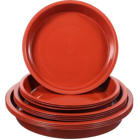 Set mit 12 Untersetzern für Blumentöpfe, runde Pflanzschalen – 14,00 x 14,00 x 2,00 cm – Rot (1/3)