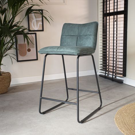 Tabouret de bar industriel 65cm de hauteur d'assise vert Jelle (1/5)