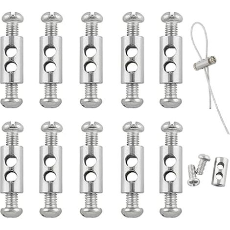10 Stück Kabelklemmen mit Kappe für 1-2 mm Kabel, zur Befestigung von Metallkabeln und Wäscheleinen, doppelseitige Stahldrahtklemmen (1/4)