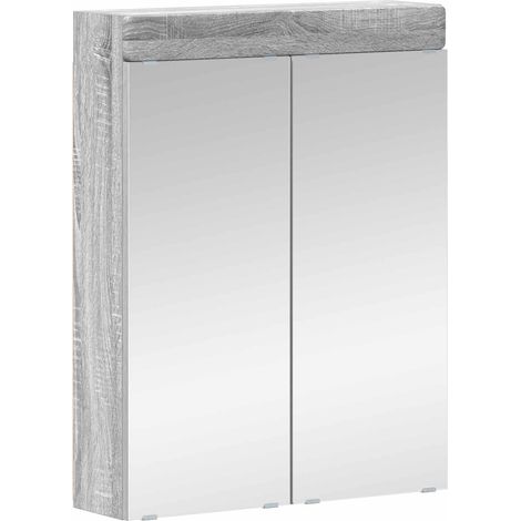 Bathroom Mirror Cabinet TULUM Grey Sonoma 60 x 16.5 x 78 cm vidaXL