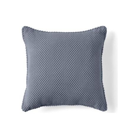 1 coussin velours texturé, 40x40 cm, passepoil bleu grisé, pour canapé intérieur (1/5)