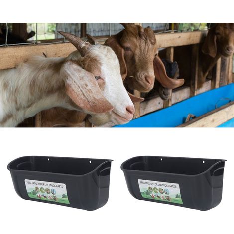 Mangeoire suspendue pour chèvres, poules, canards et oies, auge pour volailles, abreuvoir pour oies, noire (1/5)