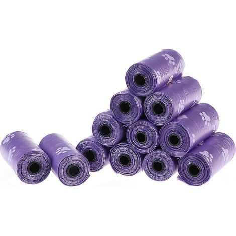 12 rouleaux de sacs à déjections canines en plastique étanches (violet) (1/5)