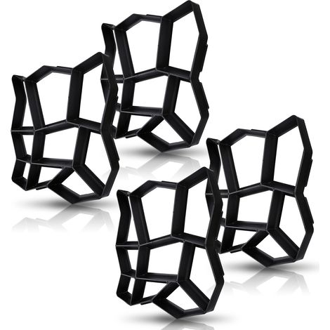 Randaco 4pcs Moule béton plastique pour extérieur – Création de dalles et chemins de jardin, anticorrosion et durable