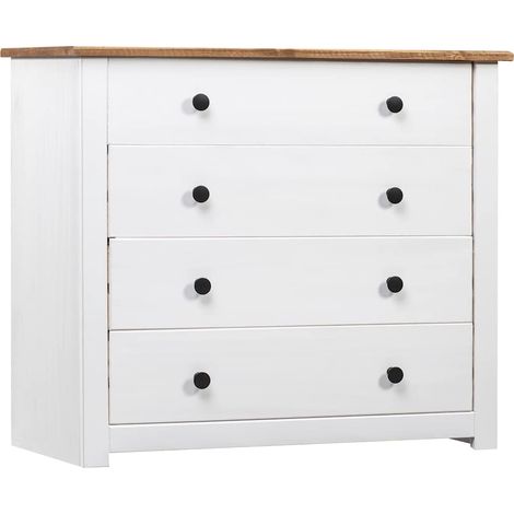 Armario auxiliar estilo Panamá madera pino blanco 80x40x73 cm (1/4)