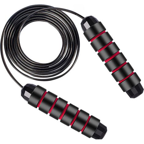 Corde à sauter réglable en acier avec poignées en mousse pour le fitness, les exercices à domicile et l'amincissement du corps. (1/5)