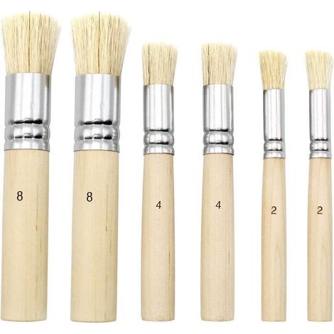 Pinceaux à Pochoir en Bois - 6 Pièces 3 Tailles - Pour Meubles et Décoration d'Intérieur (1/4)
