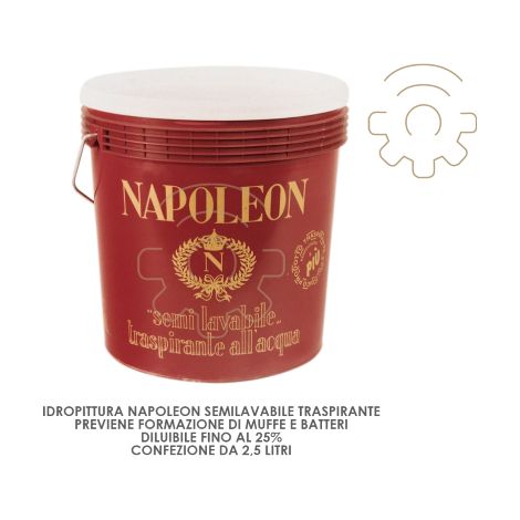 Idropittura napoleon 2,5lt. semilavabile,traspirante,antibatterica,bianco - Salone