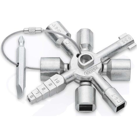 KNIPEX 00 11 01 TwinKey® Chiave universale per quadri ed armadi elettrici per tutti i sistemi di chiusura più comuni 92 mm