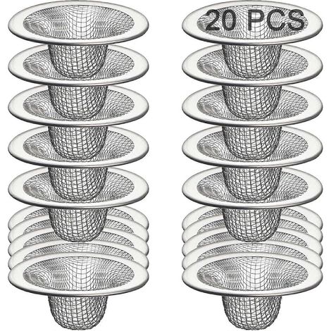 Lot de 20 petits paniers de vidange en maille, 5,4 cm (2,125 po), pour lavabo, baignoire, toilettes et camping-car. Filtre anti-cheveux. (1/5)