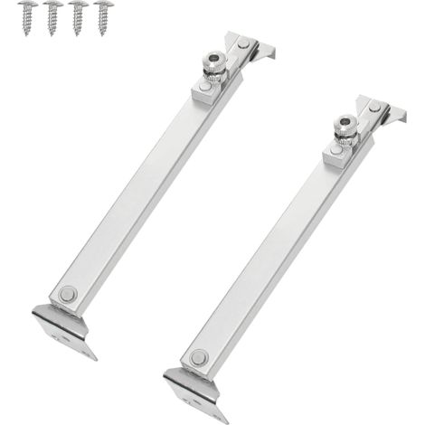 321mm Teleskopisch Fensterstreben Set, Fensteraussteller Fensteröffner Manuell zur Fixierung des Öffnungswinkels von Fenstern [2er pack - Silber] (1/5)