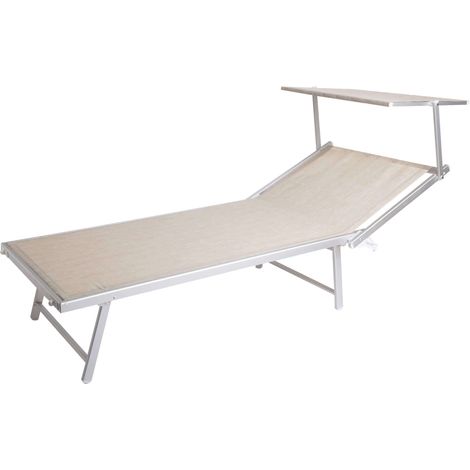 Lettino prendisole in alluminio con tettuccio parasole professionale mod. Cefalù XXL Bianco (1/8)