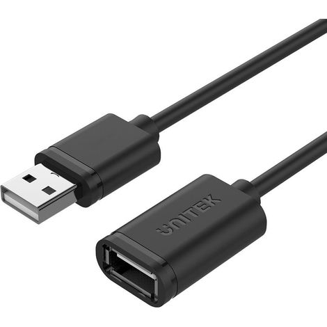 Cable alargador USB 2.0 Unitek - 2 m, negro - Y-C450GBK