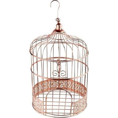 1 Cage à Oiseaux Décorative, Métal Or Rose, Style Vintage, pour Mariage, Table (1/4)