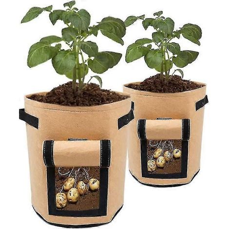 Lot de 3 sacs de culture pour pommes de terre, 10 gallons (environ 38 litres), avec poignées et fenêtre. (1/5)