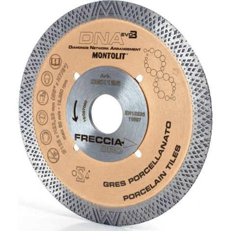 DISCO DIAMANTATO 125 MM MONTOLIT DNA CGX125 PER GRES E CERAMICA DURA