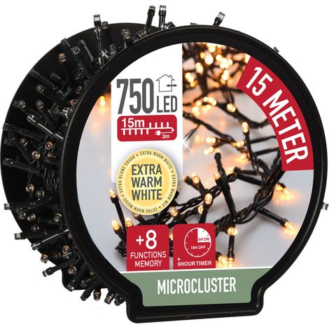 Cluster Lichterkette auf Trommel EXTRA warmweiß - 750 LED / 15m - Weihnachten Advent Christbaum Deko