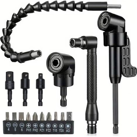 8 pièces noires 105 embouts d'angle en forme de L à 90 degrés tournevis électrique manche souple universel à 360 degrés adaptateur pour clé à choc (1/2)