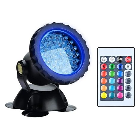 PAIR RGB Projecteur Aquarium,sous-Marine Eclairage Submersible pour Poisson, LED étanche IP68 Lampe Angle Réglable Lumière avec Télécommande pour Jardin Pond Piscine Fontaine (1 Pack) [Classe énergéti (1/5)