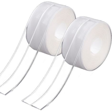 2 Rouleaux Joint Salle De Bain Transparent, Ruban Joint Baignoire, Joint Plan De Travail Cuisine, Joint Adhesif Anti-moisissure Pour Salle De Bain Toilettes Cuisine évier, 38mmx3.2m (1/4)