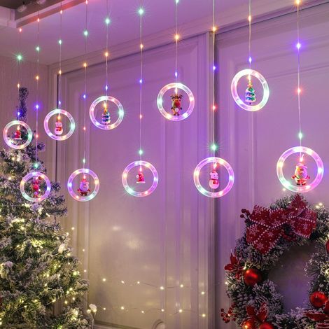 Weihnachtliche LED-Lichterkette in Ringform, hängende Schneeflocken-Dekoration mit 8 USB-Modi, Stimmungslicht für Weihnachtsbaum und Schlafzimmer, mehrfarbig-lsw (1/2)
