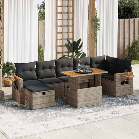vidaXL Juego de sofás jardín con cojines 5 pzas ratán sintético gris (1/5)