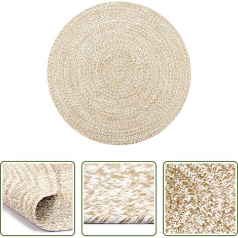 vidaXL Tapis tressé - Tapis fait à la main Jute Blanc et naturel 90 cm (1/5)