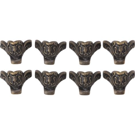 Lot de 8 pieds décoratifs en alliage de zinc bronze pour boîtes et petits meubles à bijoux protections d'angle. (1/5)