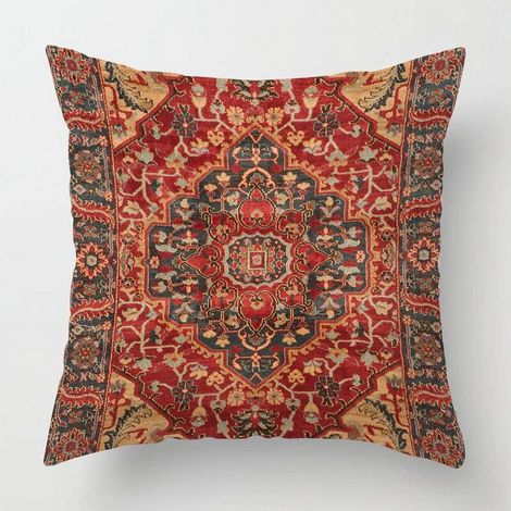Taie D'oreiller - Motif Ethnique Marocain - 60x60 cm - Coton Mélangé Lin - Double Face - Pour Canapé, Lit, Chaise ou Extérieur - 1 Pièce (1/5)