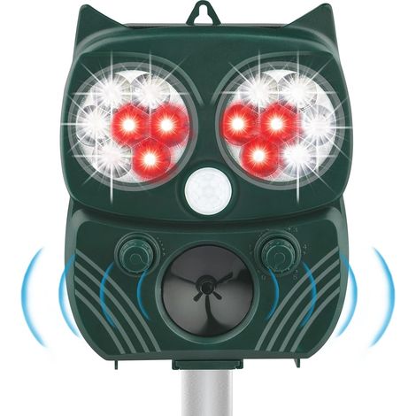 Répulsif Ultrasonique Solaire Pour Animaux - Détecteur PIR 120°/10 M - Étanche IP66 - Avec Voyants LED et Alarme Sonore - 1 Pièce (1/5)