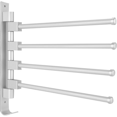 Porte-serviettes mobile en aluminium pour salle de bain, 4 barres avec crochets, idéal pour ranger et optimiser l'espace. (1/5)