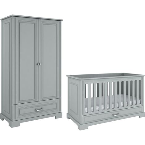 Mitwachsendes Bett 70x140 und 2-türiger Schrank Bellamy Ines Grau