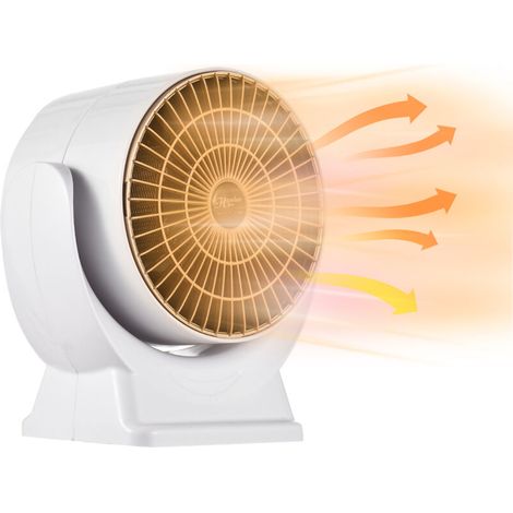 Radiateur soufflant 800 W,Chauffage électrique à économie d'énergie Chauffage d'appoint de bureau Fonction de circulation d'air Protection contre la surchauffe et l'inclinaison, (1/5)