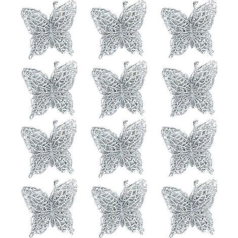 Set mit 12 kreativen Christbaumkugeln aus silberfarbenem PVC. Hübsche silberne Anhänger. – 771 cm (1/3)