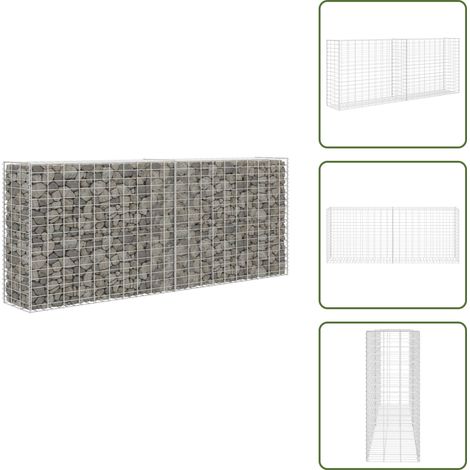 The Living Store Cesta de gaviones de acero galvanizado 85x30x200 cm - Muro de contención