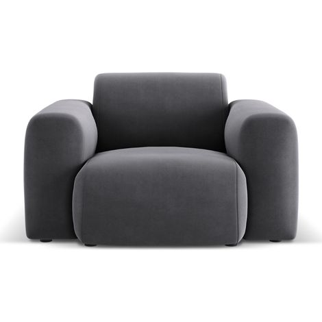Fauteuil 2 places en velours gris foncé (1/5)