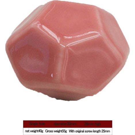 Türgriff aus Keramik in Diamantform für Schubladen, Schränke und Kleiderschränke (Rosa) (1/5)