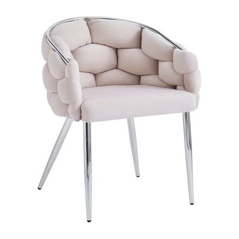 Lot de 2 chaises BALLON pieds chrome assise en Velours Beige (1/5)