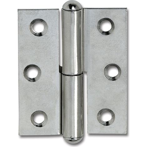 Möbelband gerade - Halbrundkopf rechts, 50x40 mm, Stahl vernickelt