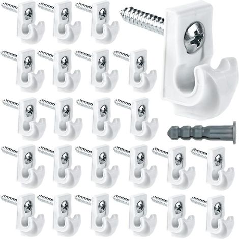 Set mit 24 robusten Metallregalträgern aus weißem Kunststoff, inklusive Clips, Schrauben und Verlängerungsrohren für Metallschrankregale