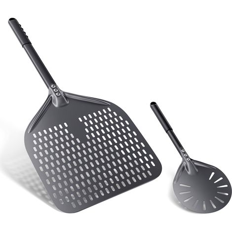 Pelle à pizza de 30 cm et pelle à pain de 14 cm en aluminium anodisé dur avec poignée bonne prise en main (1/5)