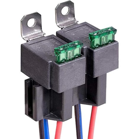 2pc Relais de fusible 12 V 30 A ATO/ATC Fusible plat avec jeu de faisceaux de câbles, relais SPST 4 broches pour le secteur automobile avec câbles (1/5)