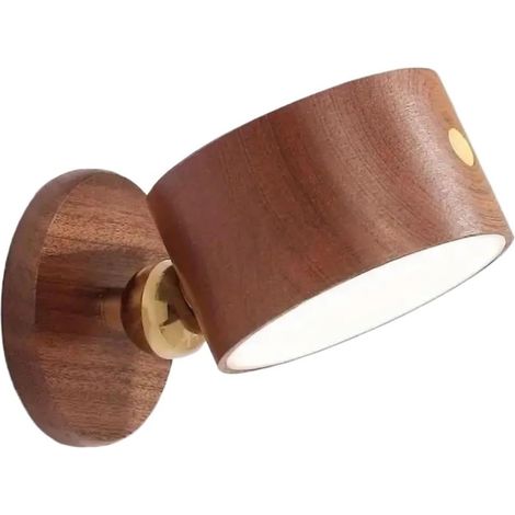 JSSEVN-Lámpara de pared magnética de madera, recargable por USB, giratoria 360 grados, con control táctil, LED, para leer.