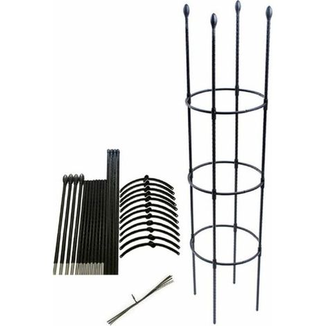 Tuteurs pour plantes - Obélisque - Support - Tige en fibre de verre - Noir - Hauteur réglable jusqu'à 135 cm - pour Plantes grimpantes et Plantes en rotin (1/5)