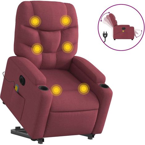 Maison Exclusive - Poltrona Alzapersona Massaggiante Elettrica Rosso Vino Tessuto (1/5)