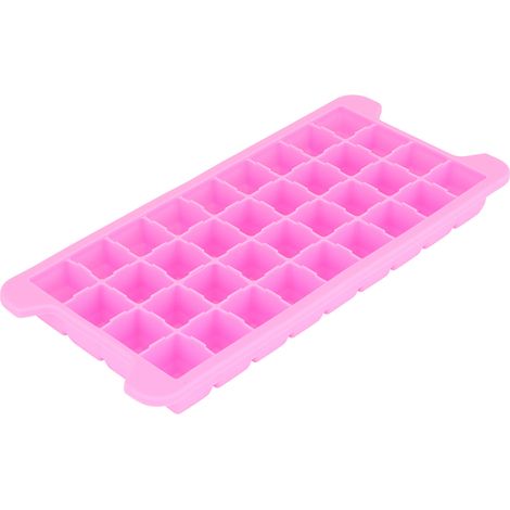 Eiswürfelform mit 36 Mulden und Deckel, stapelbar und luftdicht aus Silikon, Küchen- und Barzubehör, rosa (1/5)