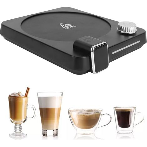 Calentador eléctrico de tazas con 9 ajustes de temperatura, placa calefactora de 11,3 cm, tamaño universal de taza, carcasa de ABS/PP negra, temporizador automático de 2 a 12 horas, regalo ideal. (1/5)