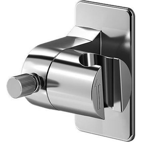 Support Pommeau de Douche Sans Perçage, Support de Douchette Universel Réglable Mural, Rotatif à 360°, Fixation par Colle, Étanche et Antirouille, Argent (1/5)